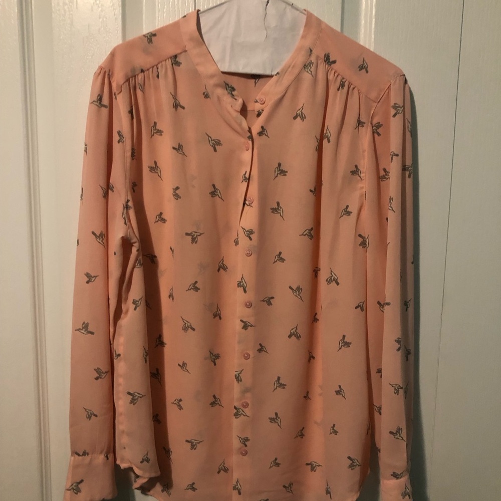 Faded Glory Pink Bird Pattern Blouse
